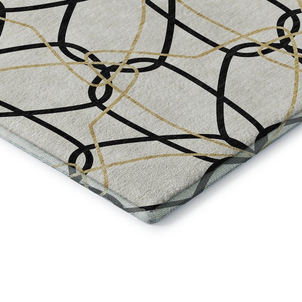 Mayfield Premium Machine Washable Abstract AMF950 White 10 ft. x 14 ft. Area Rug