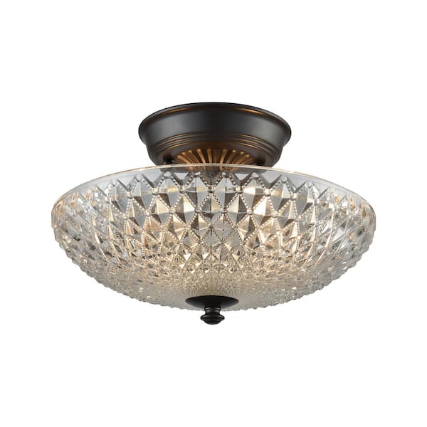 Titan Lighting Sweetwater 2-Light Oil Rubbed Bronze with Clear Crystal Glass Semi-Flushmount