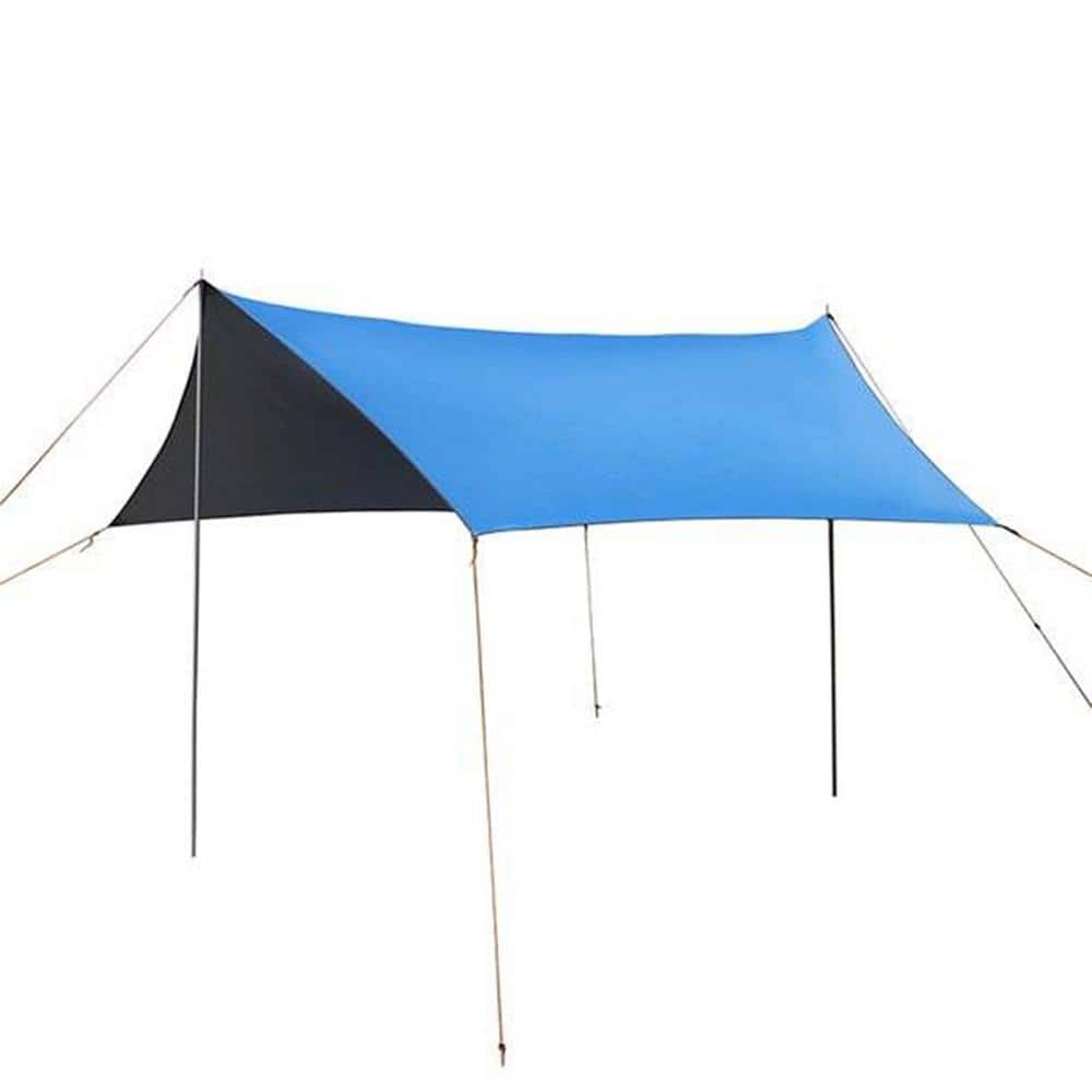 10 ft. x 10 ft. Blue Portable Canopy UPF 30 Beach Sun Shelter with 6 Sandba