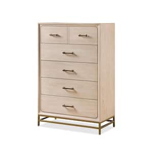 Lena Oak 5 Drawer 36.3 in. Chest of Drawers with Cedar Bottom Drawer