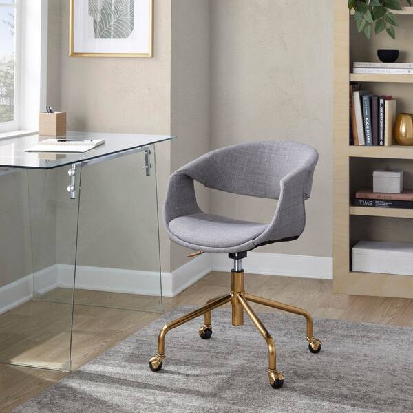 Task Chair in Gold Metal and Grey Fabric