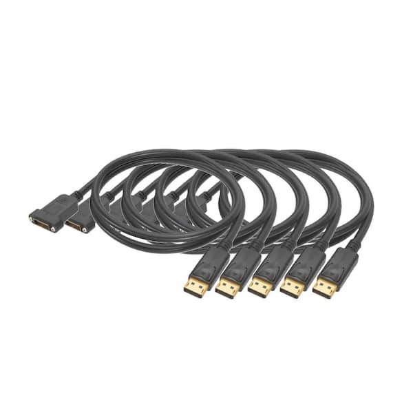 3 ft.. Shielded Gold-Plated Display Port Cable Wire-Black (5-Pack), Panel Mount Extension