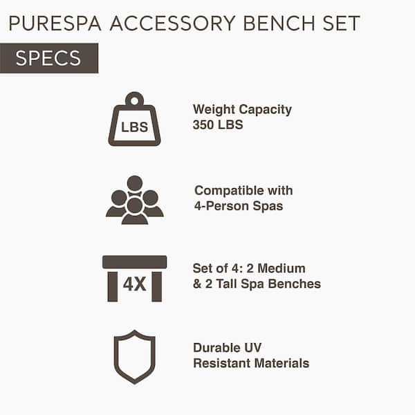 28515E 4-Person 2 Medium Portable Spa with Accessories Benches, Compatible
