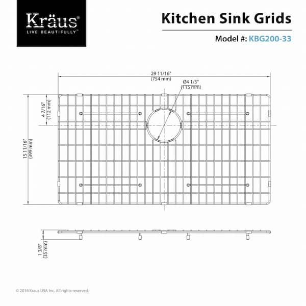 GRID - 33 stainless steel sink grid - center drain (GR-5AS33)
