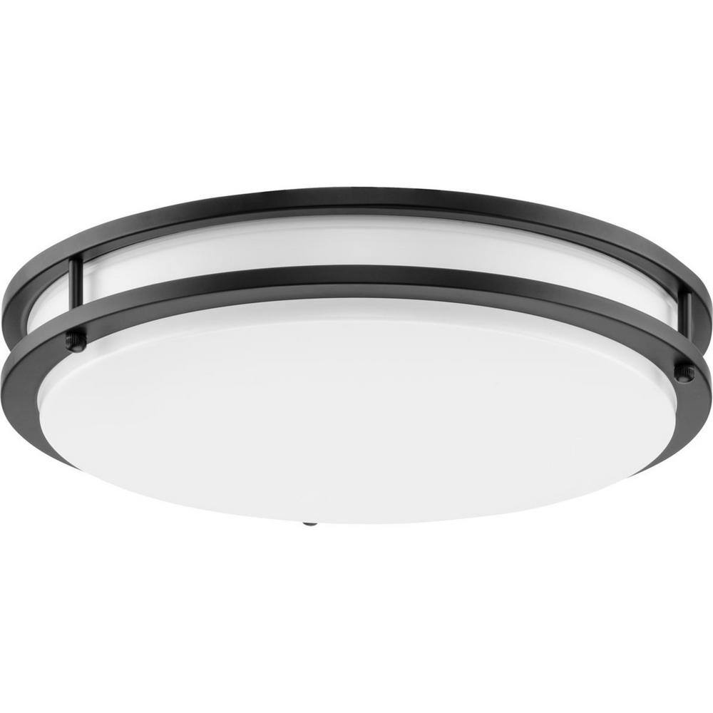 Abide 14" Matte Black and Nickel LED Flush Mount Light