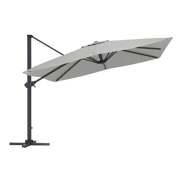 Clihome 10 ft. Square Cantilever Patio Umbrella in Gray (without Umbrella Base)