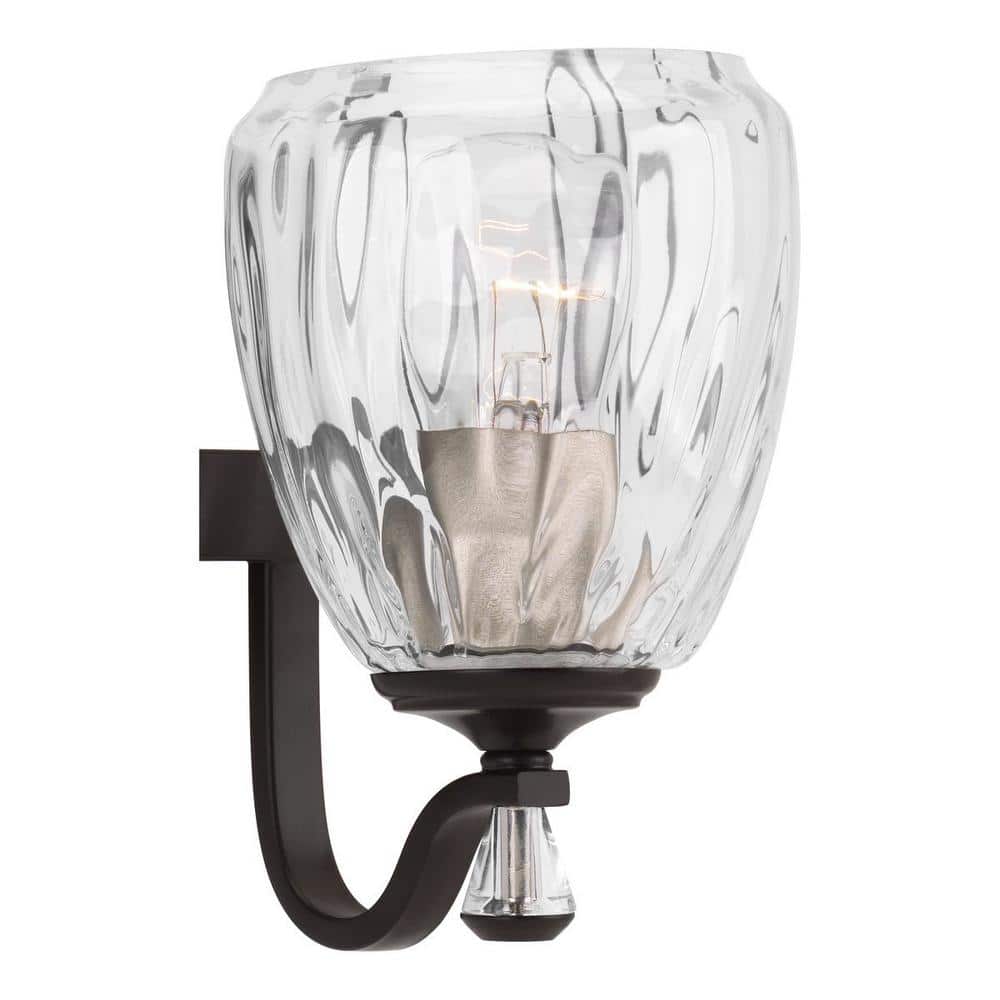 Anjoux Antique Bronze 4-Light Vanity Fixture with Clear Glass Shades
