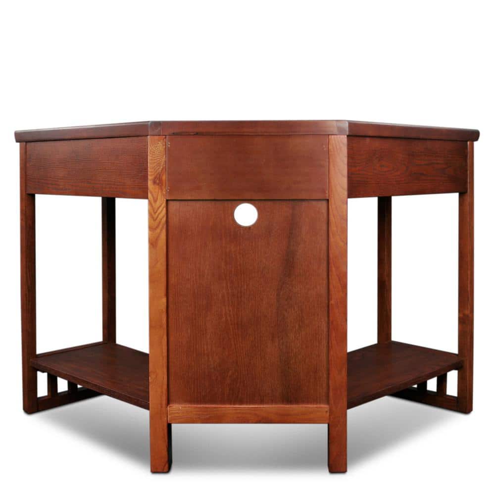 Mission Oak Corner Desk with Drawer and Keyboard Tray
