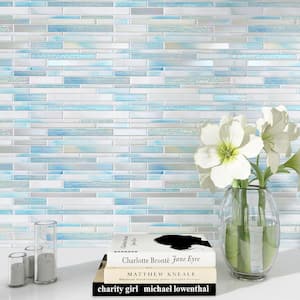 Aurora Blue 11.82 in. x 12.76 in. Interlocking Glossy Glass Mosaic Tile (10.5 sq. ft./Case)