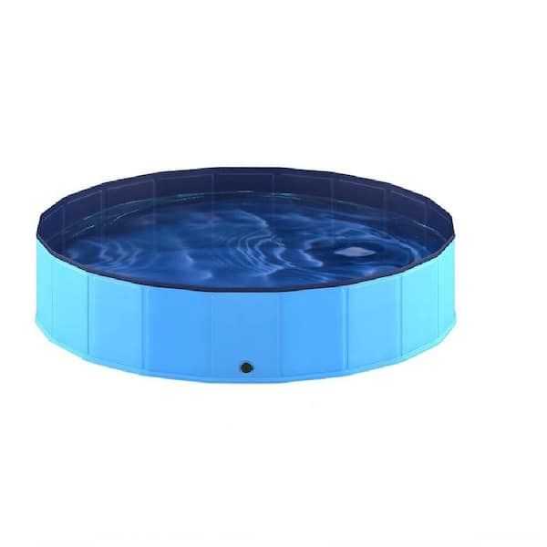 97 in. x 16 in. Foldable Round Kiddie Pool Pet Dog Swimming Pool, Hard Plastic Bath Pool