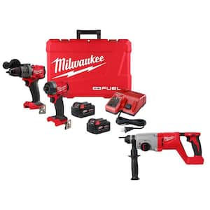 M18 FUEL 18V Lith-Ion Brushless Cordless Hammer Drill/Impact Driver Combo Kit w/2 Batteries & M18 Rotary Hammer