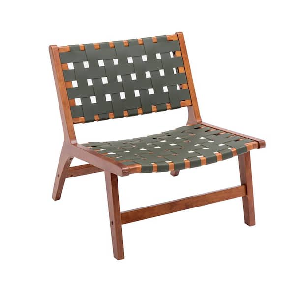 myhomore Green Outdoor Solid Wood Emerald Frame Chair with White Wool Carpet