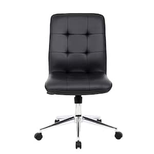 Contemporary Task Chair Black Vinyl Cover with Ergonomic Seat Height Adjustment