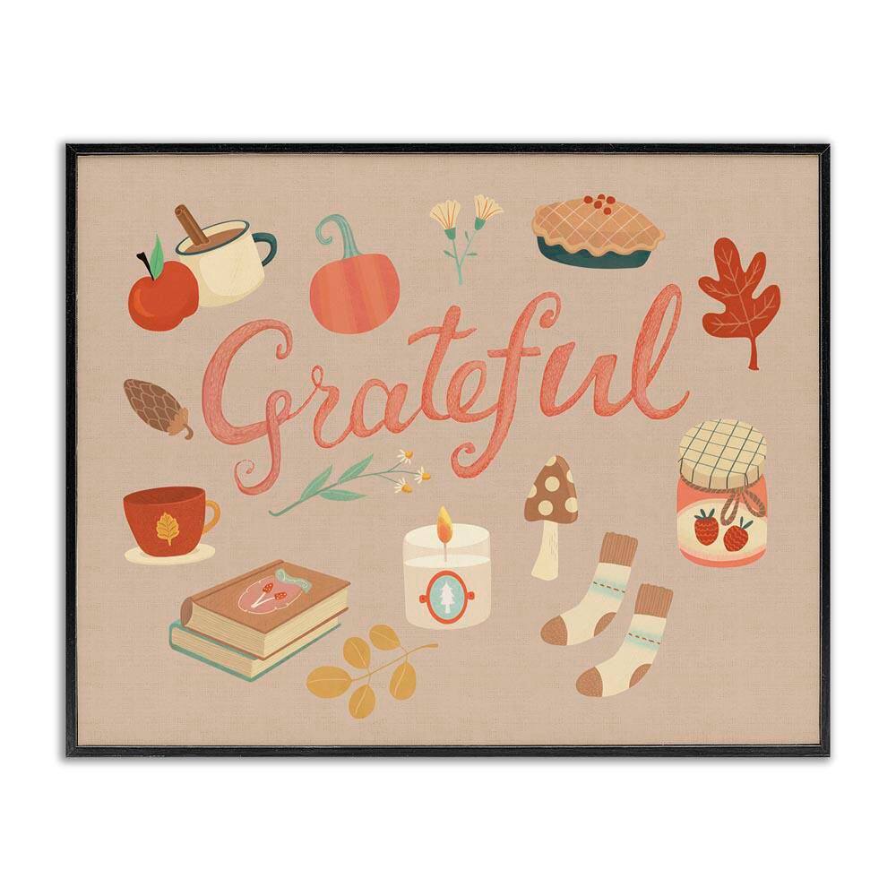 Grateful Cozy Fall Essentials by Laura Watson Black Framed Typography Giclee Art Print 24 in. x 30 in. price history on PriceWatchPro
