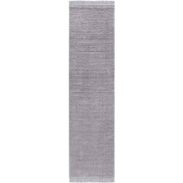Marina Carlow Modern Solid Shag, Ivory 2 ft. 7 in. x 9 ft. 10 in. Runner, Area Rug