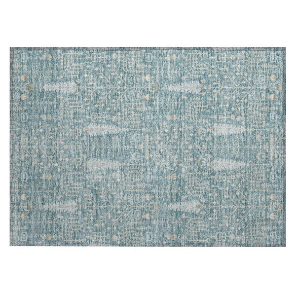 Chantille Machine Washable Indoor/Outdoor Abstract ACN3118 Teal 2 ft. x 3 ft. Accent Rug