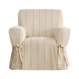 Heavyweight Natural with Blue Stripe Cotton Duck Chair Slipcover