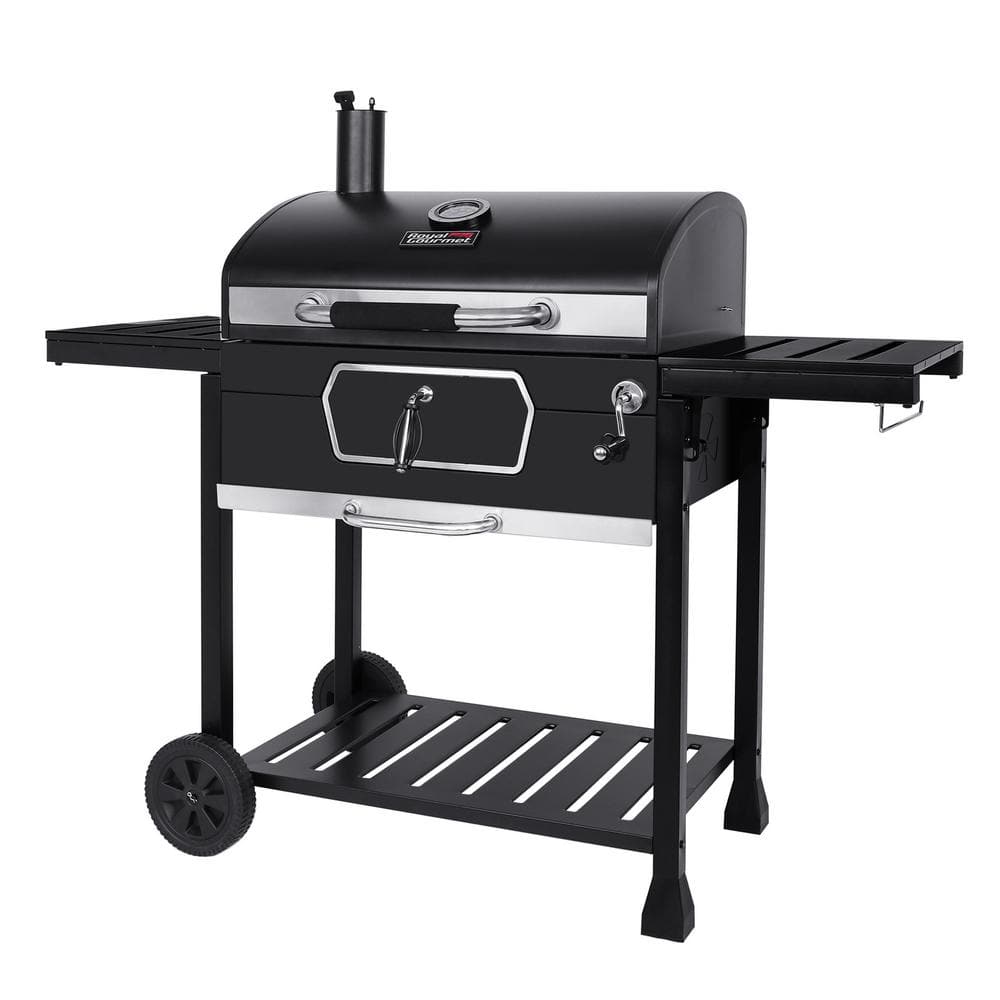Royal Gourmet Black Stainless Steel 30-Inch Charcoal Grill with Smoker