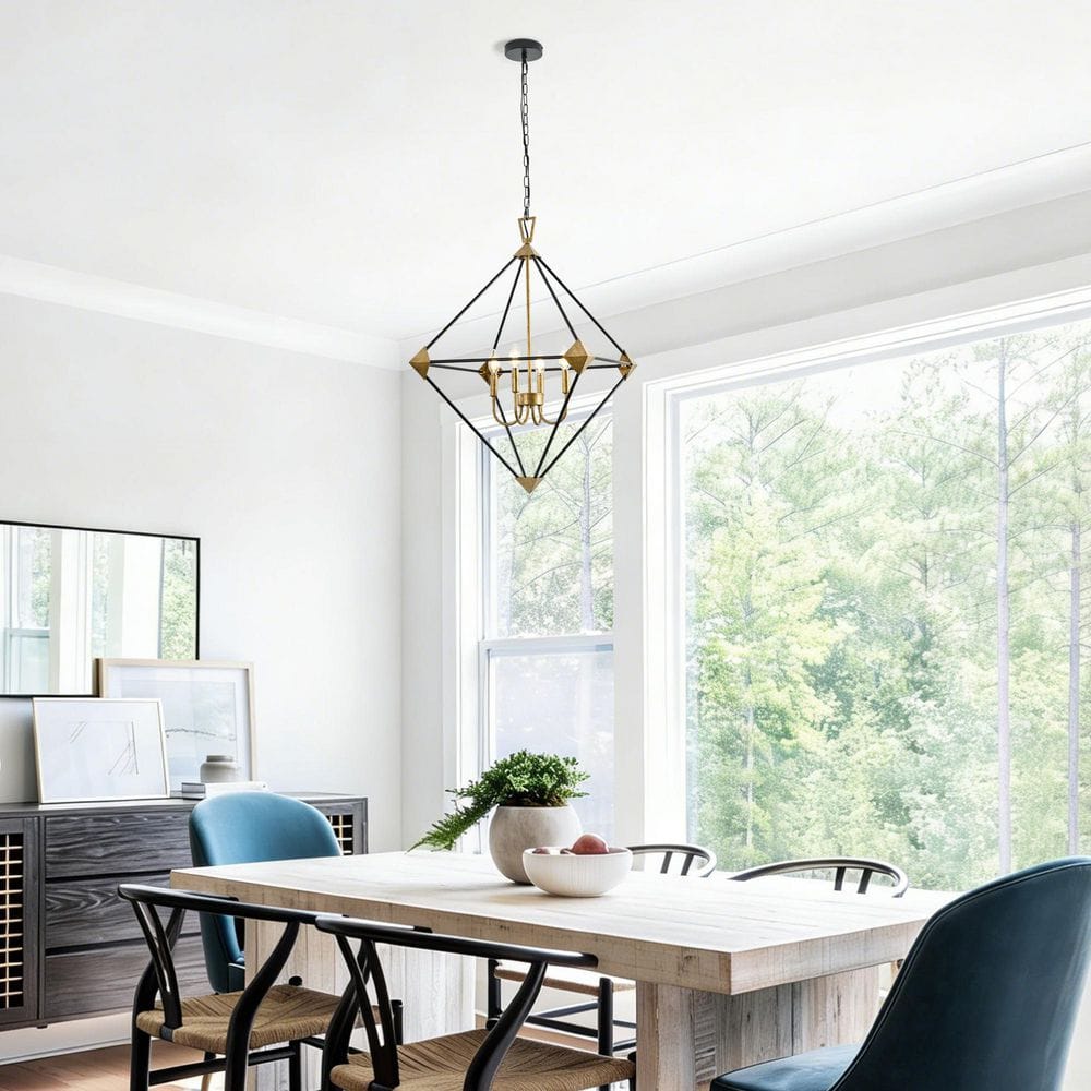 4 Light Matte Black and Antique Gold Metal Hanging Lantern Chandelier Pendant Light Fixture (E12 Bulbs Not Included) price history on PriceWatchPro