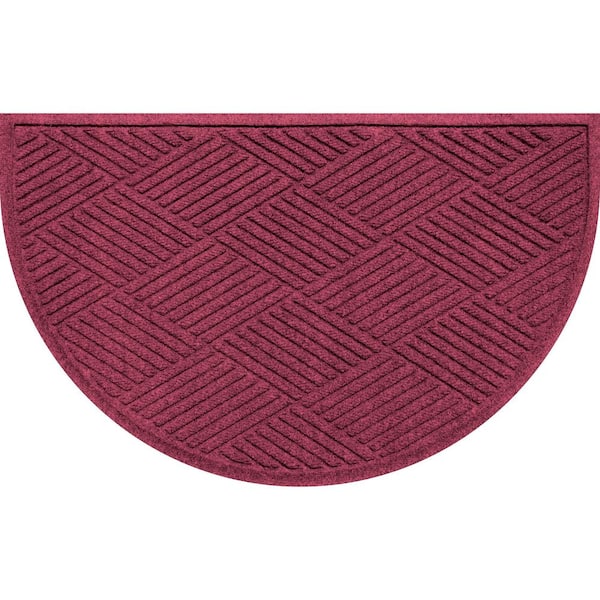 Unbranded Waterhog Diamonds 24 in. x 39 in. Indoor Outdoor PET Polyester Half Round Doormat Bordeaux