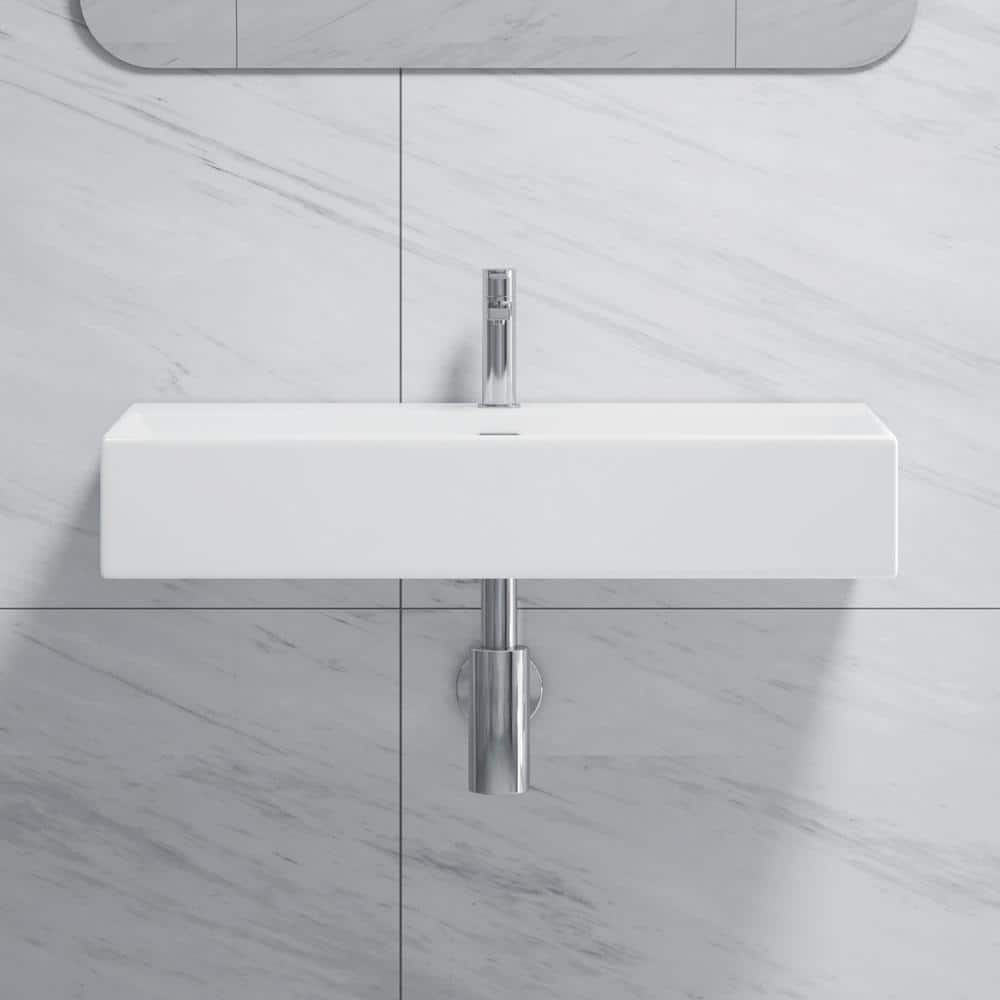 Turner 30" White Ceramic Wall-Mount Rectangular Sink