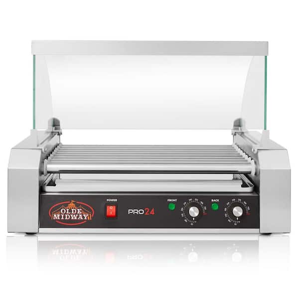 Olde Midway 24 Hot Dog Silver Stainless Steel Electric 5 Roller