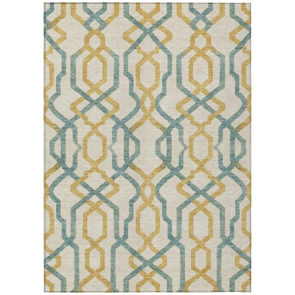 Chantille Machine Washable Indoor/Outdoor Abstract ACN2970 Ivory 10 ft. x 14 ft. Area Rug