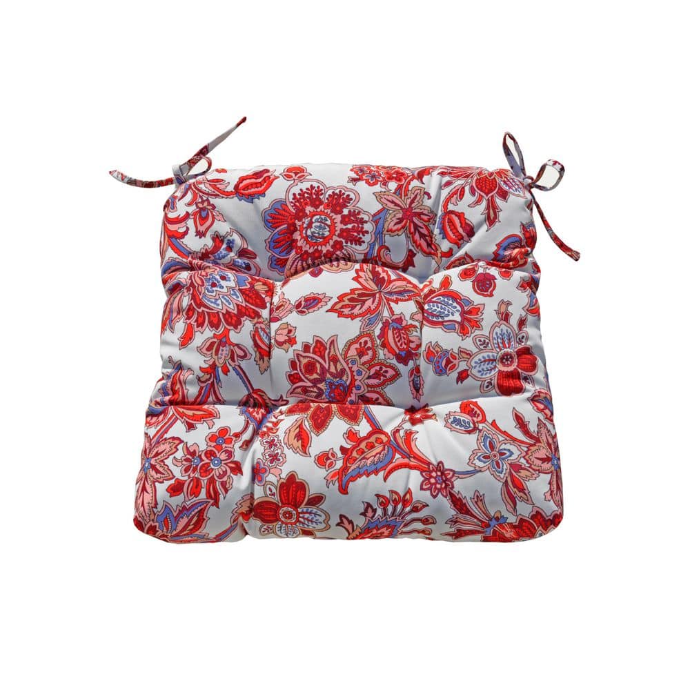 20 in. Square Polyester Tufted Outdoor Bench Cushion, UV-Resistant Patio Chair Cushion in Red Floral Pattern price history on PriceWatchPro