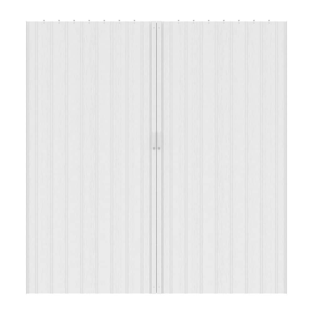 ARK DESIGN 96 in. x 80 in. White Vinyl PVC Panel Accordion Door