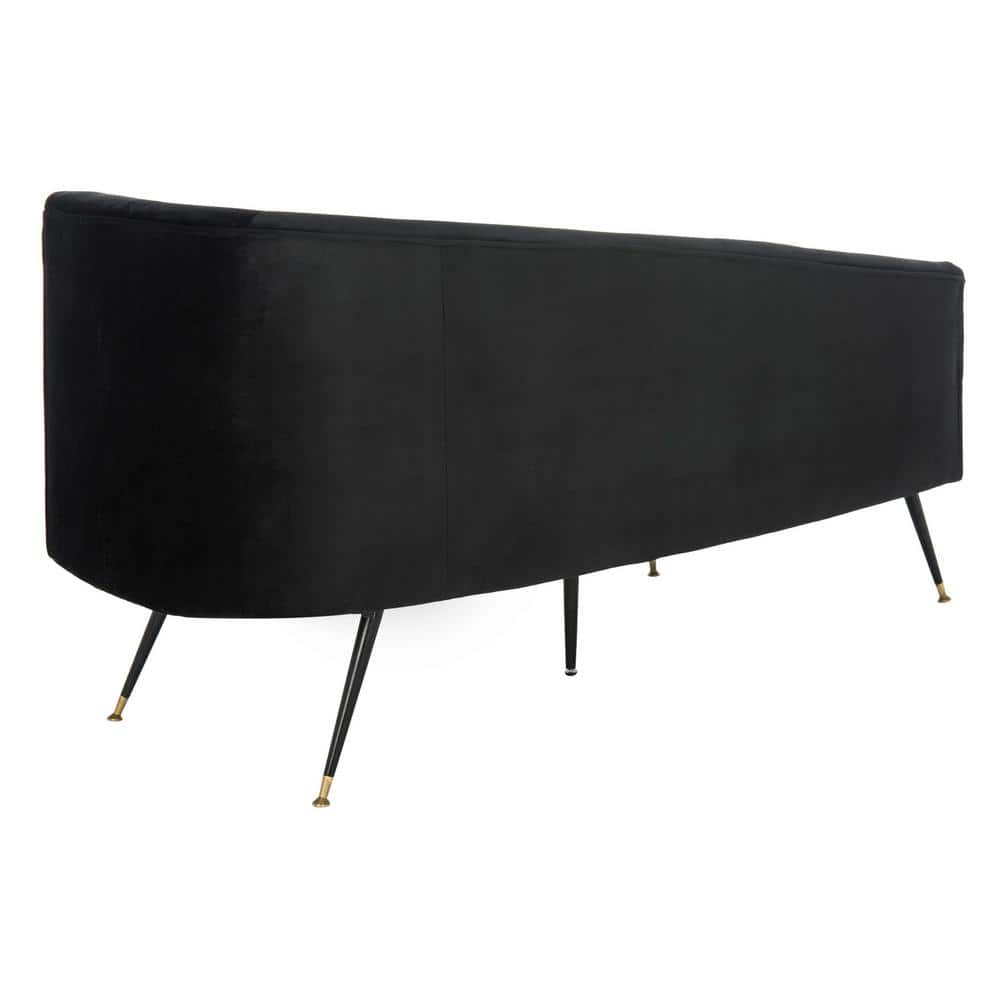 Chic Evangeline Black Velvet and Gold Metal Settee, 58"x27"