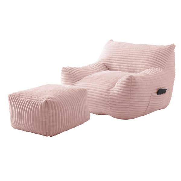 Pink Fabric Oversized (41.7 x 39.4 x 30.7 in.) Bean Bag durable construction easy to install