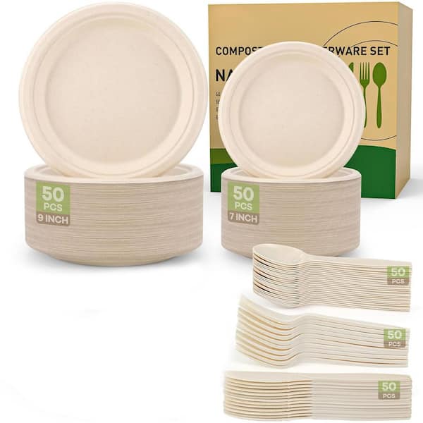 Adrinfly 50 Pack 14 in. Biodegradable Crawfish Trays, Heavy Duty Compostable Serving Platters