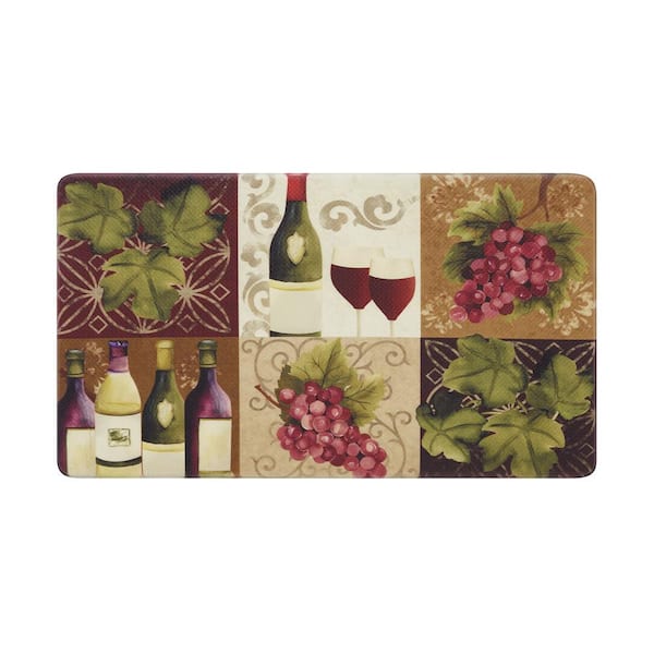 Chef Gear Wine Tile Brown 17.5 in. x 32 in. Global Synthetic Kitchen Mat