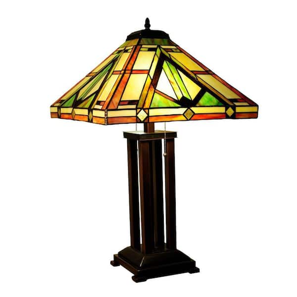 Chloe Lighting Tiffany-style Mission 18 in. 2 Light Table Lamp with Shade -Discontinued