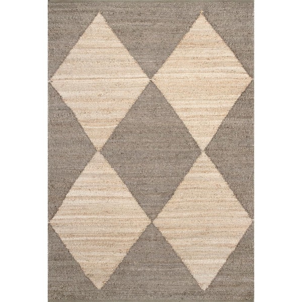 nuLOOM Pandora Gray 4 ft. x 6 ft. Geometric Jute Area Rug