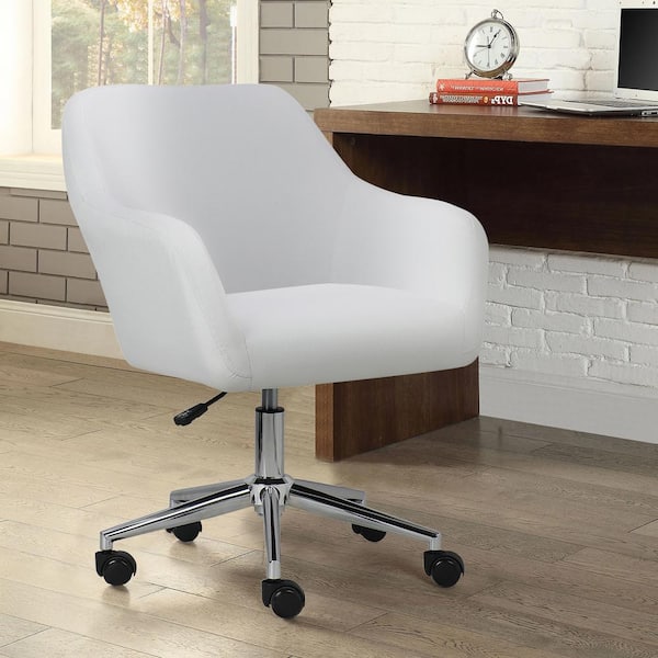 Boyel Living White Fabric Upholstered, Modern Desk Chairs White