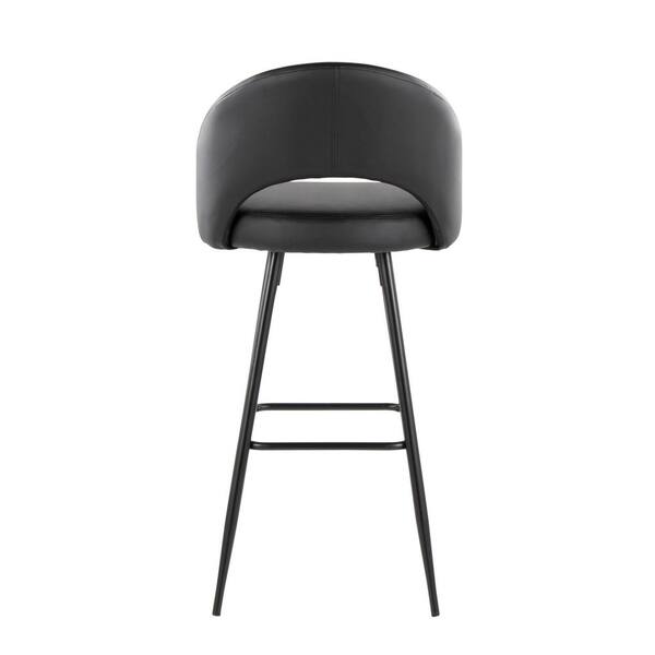 LumiSource Renee Upholstered 43 in. Black Faux Leather and Black