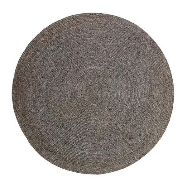 SUPERIOR Braided Charcoal 6' Reversible Indoor/Outdoor Round Area Rug