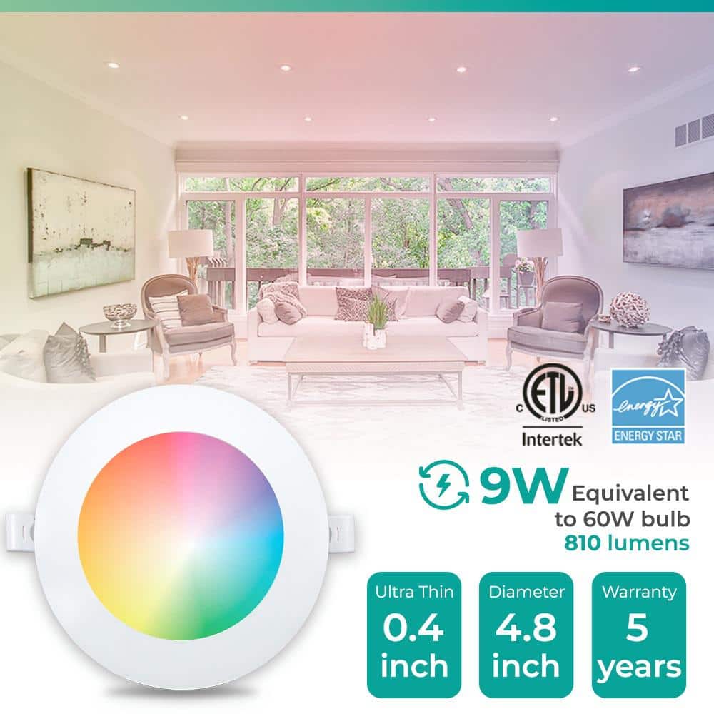 4'' Ultra-Thin Dimmable LED Smart Recessed Lighting Kit, Set of 24