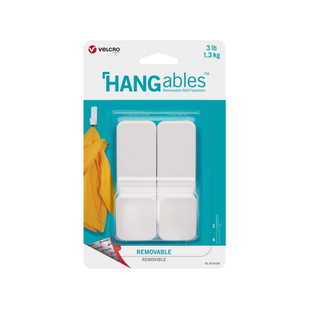 VELCRO HANGables Removable Wall Fasteners 3 in. x 1-3/4 in. Strips  (8-Count) 95187 - The Home Depot