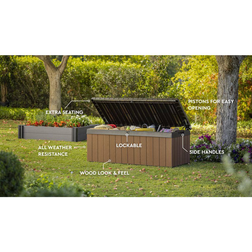 Darwin 100 Gallon Brown and Black Lockable Resin Deck Box