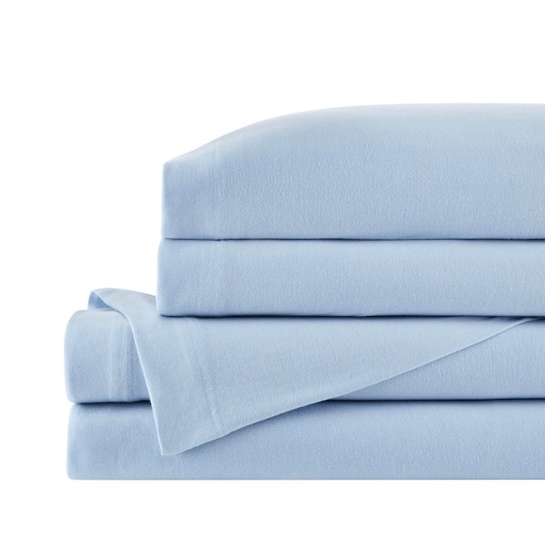 StyleWell Jersey Knit 4Piece Surf Blue Cotton Blend Heathered Queen