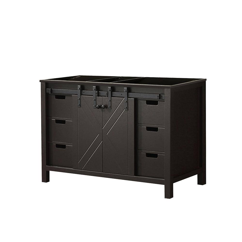 Marsyas 48" Brown Freestanding Vanity Cabinet with Barn Doors