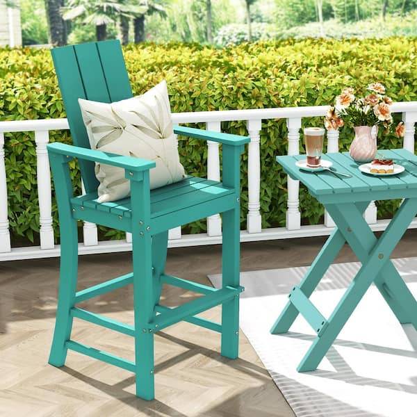 ANGELES HOME Turquoise Tall Adirondack Chair Outdoor Bar Stool