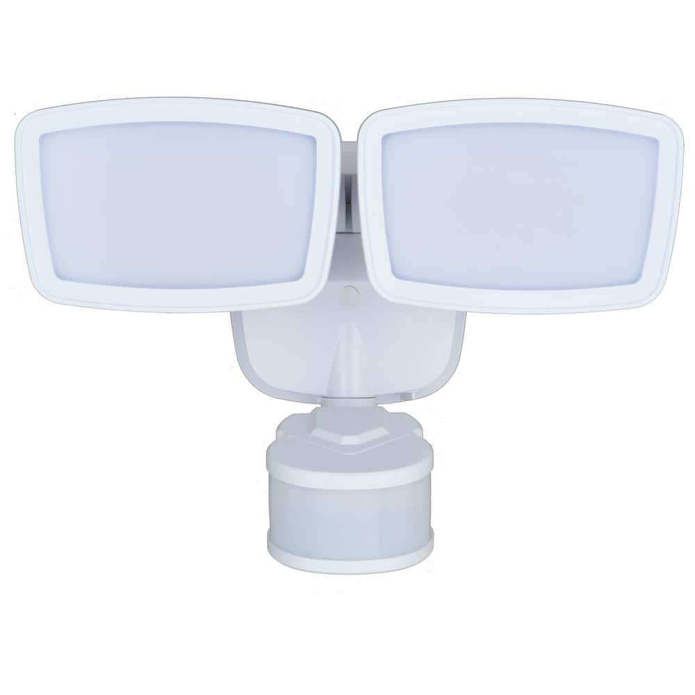 White Dual Head LED Outdoor Security Flood Light with Motion Sensor
