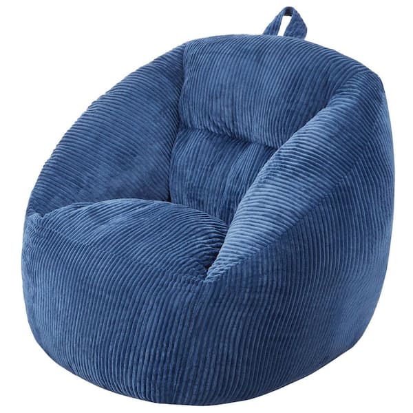 SKYSHALO Bean Bag Chair, 3 ft. Plastic Outdoor Rocking Chair with Soft Armrests and Storage Pocket, Blue Cushion