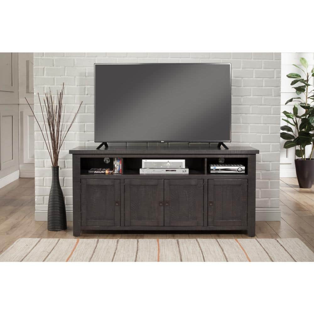 Rustic Grey Solid Pine West Mill 65" TV Stand with Cabinet