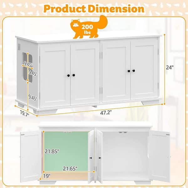 Cat Litter Box Enclosure for 2 Cats, Modern Hidden Litter Box Furniture, Indoor Cat Washroom Bench for Living Room