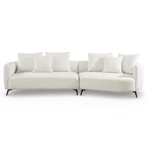 Lucianna 124 in. W Round Arm 2-piece Right Facing Boucle Fabric Sectional Sofa in Ivory