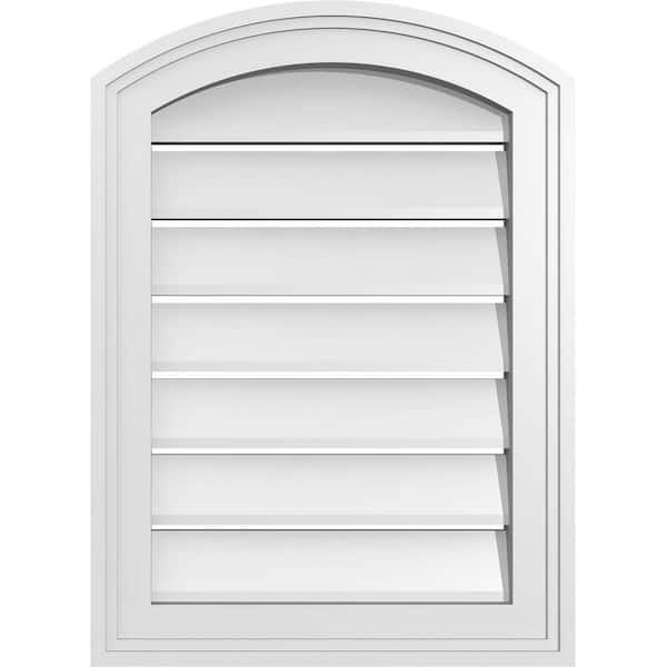 Ekena Millwork 16 in. x 20 in. Arch Top Surface Mount PVC Gable Vent: Decorative with Brickmould Frame
